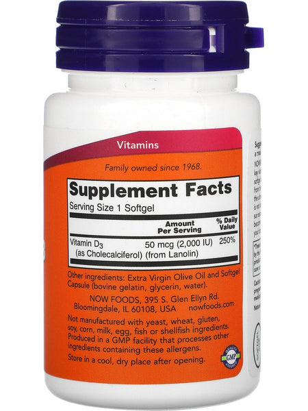 NOW Foods, Vitamin D-3 2000 IU, 30 softgels