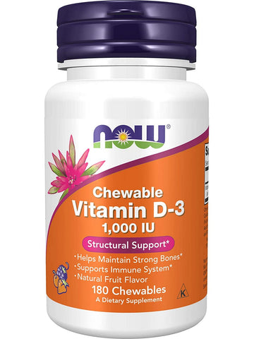 NOW Foods, Vitamin D-3 1000 IU, 180 chewables