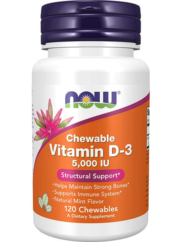 NOW Foods, Vitamin D-3 5000 IU, 120 chewables