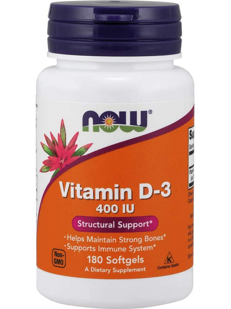 NOW Foods, Vitamin D-3 400 IU, 180 softgels