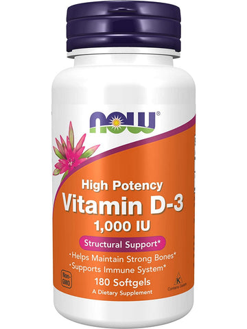 NOW Foods, Vitamin D-3 1000 IU, 180 softgels