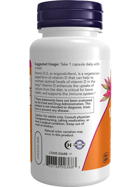NOW Foods, Vitamin D 1000 IU Vegetarian, Dry, 120 veg capsules