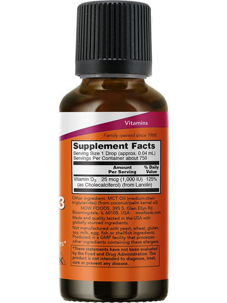 NOW Foods, Vitamin D-3 Liquid, Extra Strength, 1 fl oz