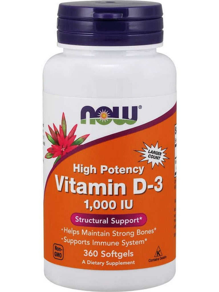NOW Foods, Vitamin D-3 1000 IU, 360 softgels