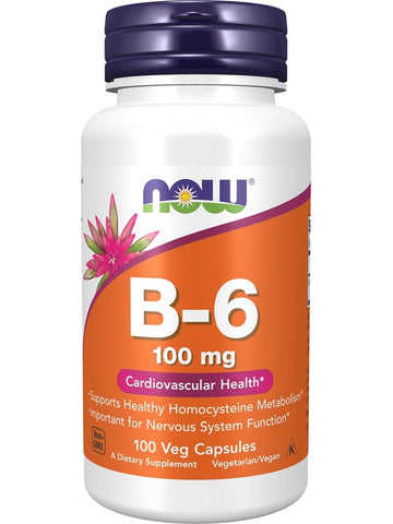 NOW Foods, B-6 100 mg, 100 veg capsules