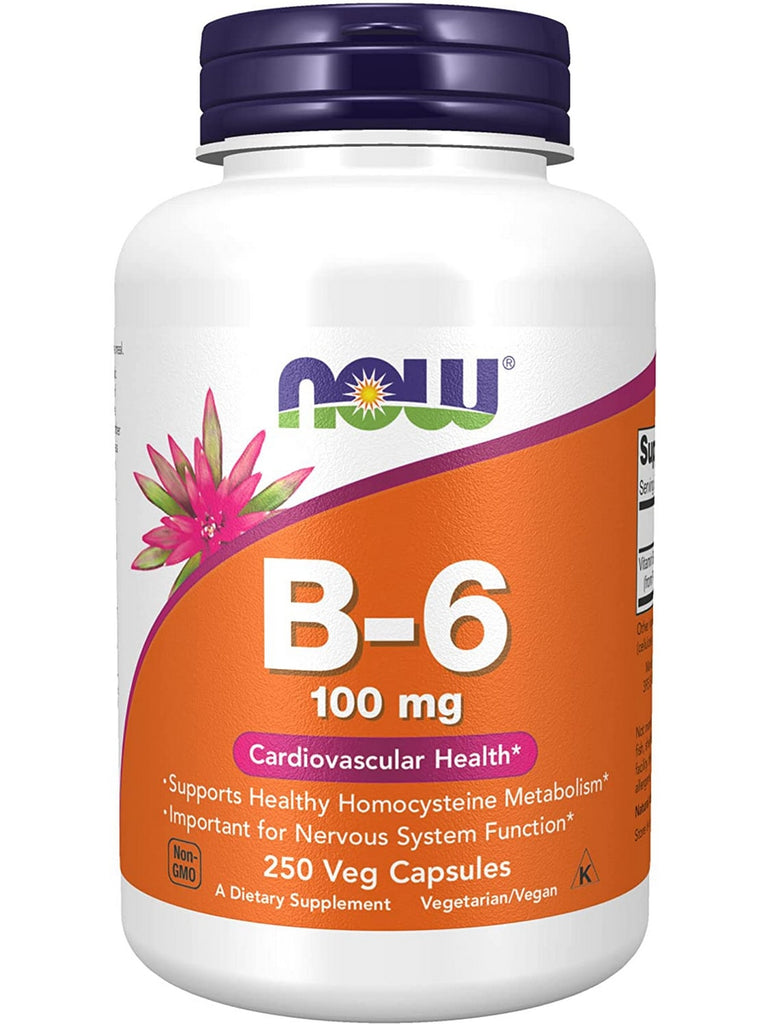 NOW Foods, B-6 100 mg, 250 veg capsules