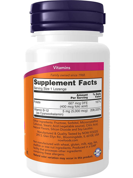 NOW Foods, B-12 5000 mcg, 60 lozenges