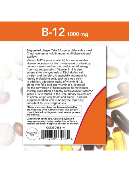 NOW Foods, B-12 1000 mcg, 250 lozenges