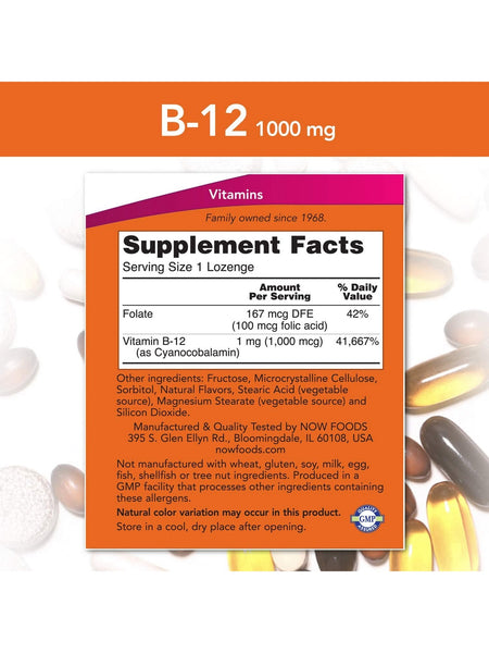 NOW Foods, B-12 1000 mcg, 250 lozenges