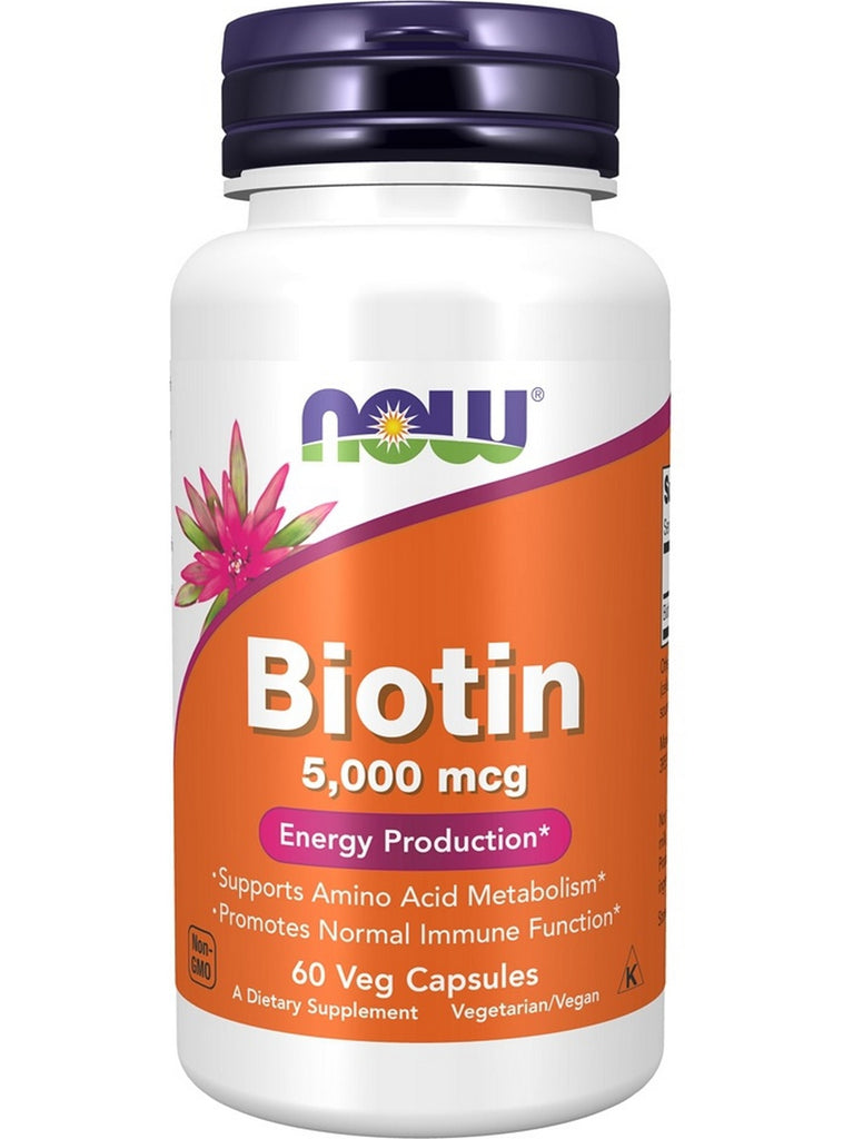 NOW Foods, Biotin 5,000 mcg, 60 veg capsules