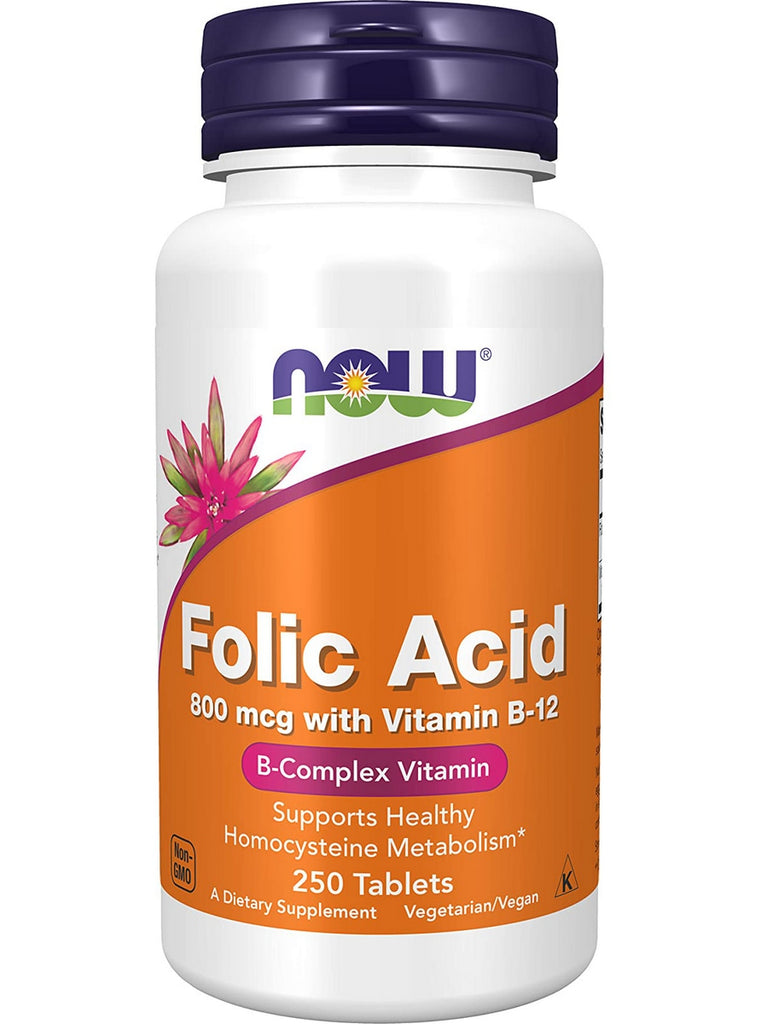 NOW Foods, Folic Acid 800 mcg with Vitamin B-12, 250 tablets