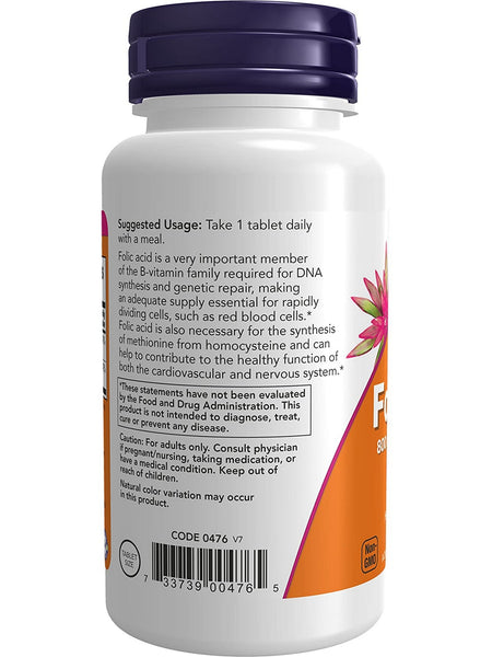 NOW Foods, Folic Acid 800 mcg with Vitamin B-12, 250 tablets