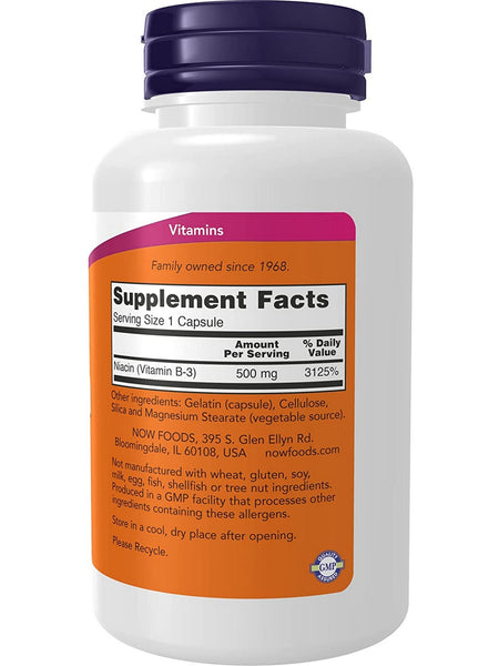 NOW Foods, Niacin 500 mg, 100 capsules