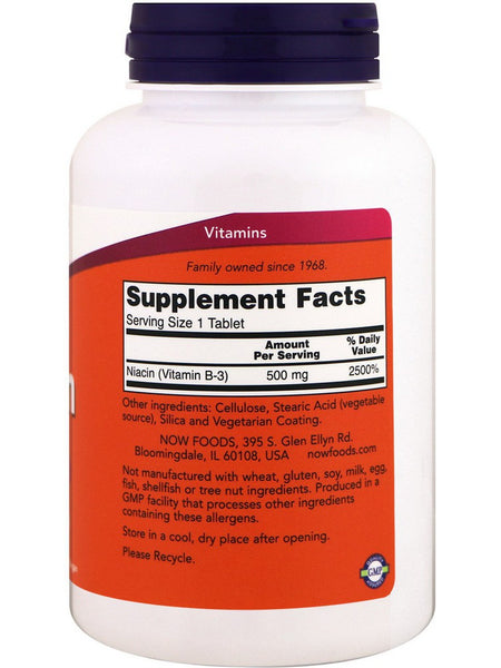 NOW Foods, Niacin 500 mg, 250 tablets