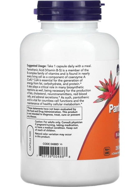 NOW Foods, Pantothenic Acid 500 mg, 250 veg capsules