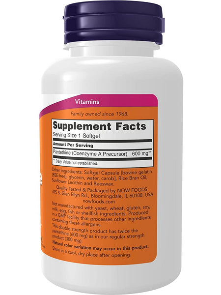 NOW Foods, Pantethine 600 mg, 60 softgels