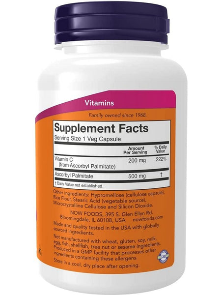 NOW Foods, Ascorbyl Palmitate 500 mg, 100 veg capsules