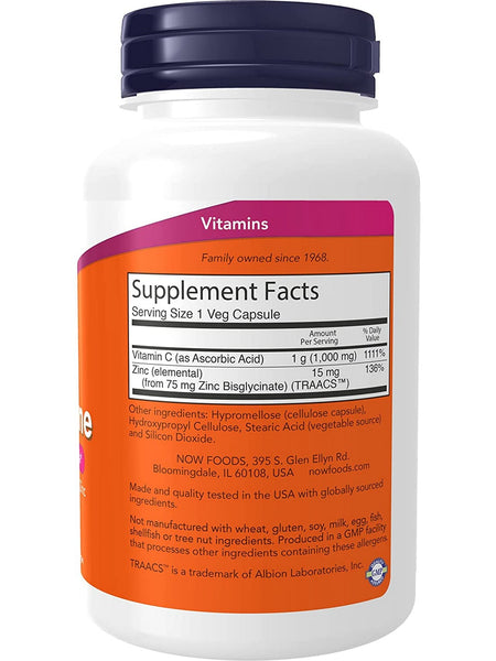 NOW Foods, C-1000 Zinc Immune, 90 veg capsules
