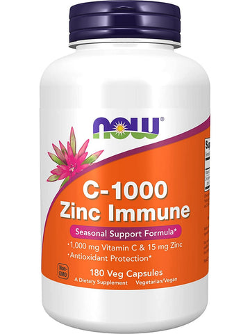 NOW Foods, C-1000 Zinc Immune, 180 veg capsules