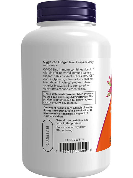 NOW Foods, C-1000 Zinc Immune, 180 veg capsules