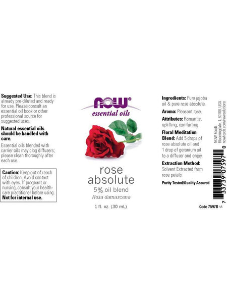 NOW Foods, Rose Absolute, 5% Oil Blend, 1 fl oz
