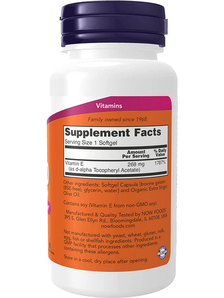 NOW Foods, E-400 D-Alpha Tocopheryl, 100 softgels