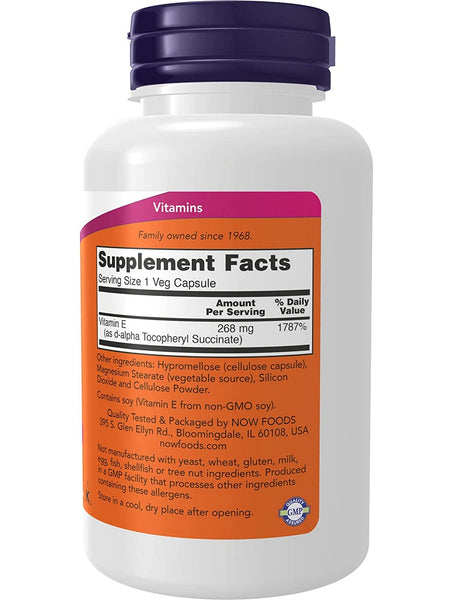 NOW Foods, Vegetarian Dry E-400 d-alpha Tocopheryl, 100 veg capsules