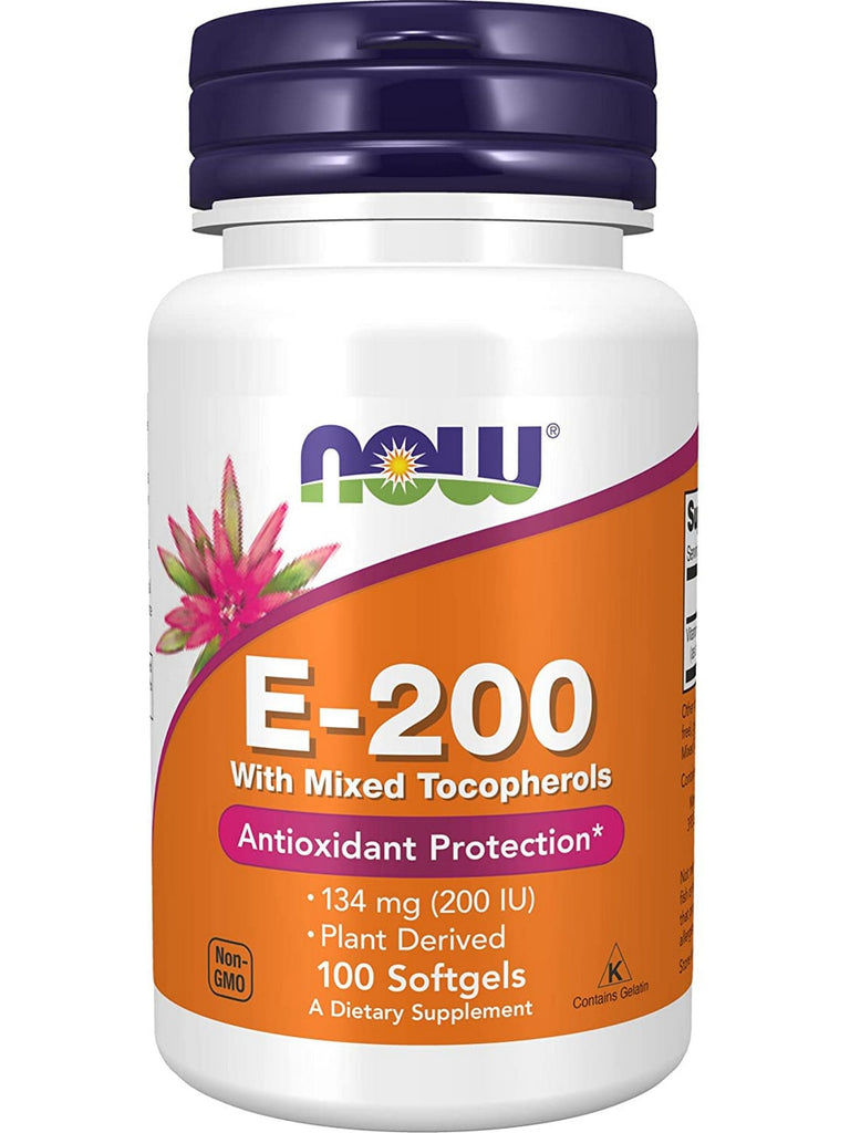NOW Foods, E-200 with Mixed Tocopherols, 100 softgels