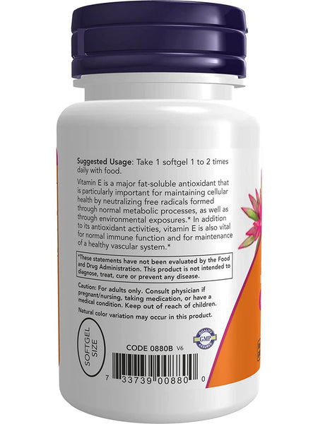 NOW Foods, E-200 with Mixed Tocopherols, 100 softgels