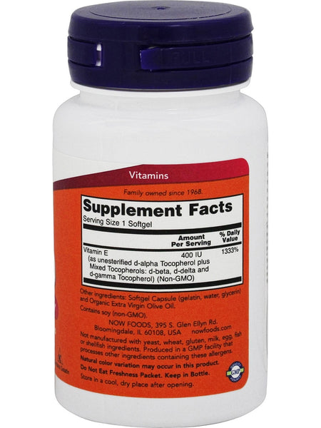 NOW Foods, E-400 with Mixed Tocopherols, 50 softgels