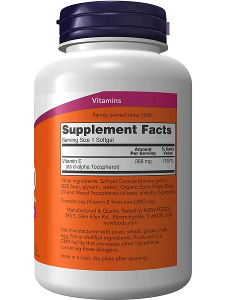 NOW Foods, E-400 with Mixed Tocopherols, 250 softgels