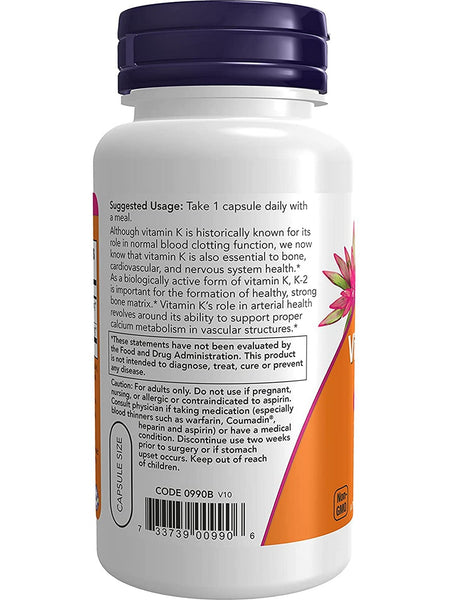 NOW Foods, Vitamin K-2 100 mcg, 100 veg capsules