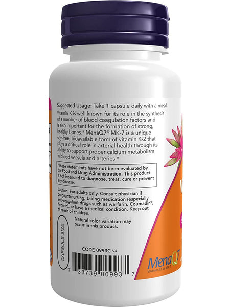 NOW Foods, MK-7 Vitamin K-2 100 mcg, 120 veg capsules