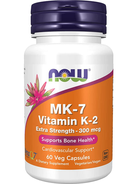 NOW Foods, MK-7 Vitamin K-2, Extra Strength 300 mcg, 60 veg capsules