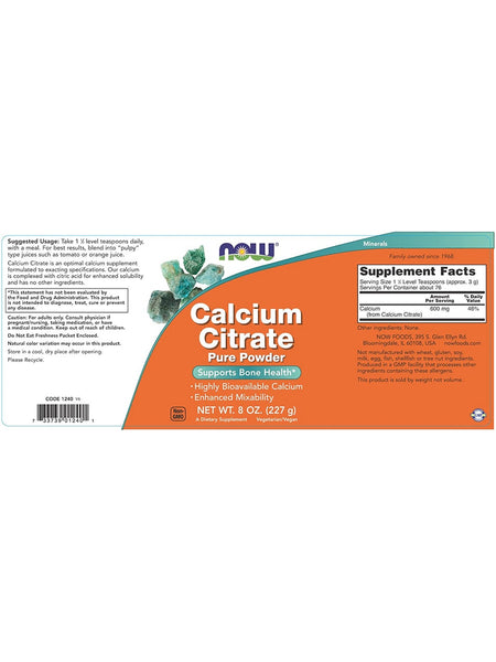 NOW Foods, Calcium Citrate Pure Powder, 8 oz