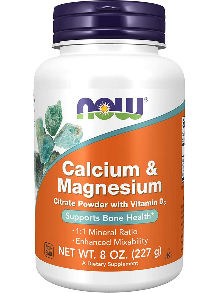 NOW Foods, Calcium & Magnesium Citrate Powder with Vitamin D3, 8 oz