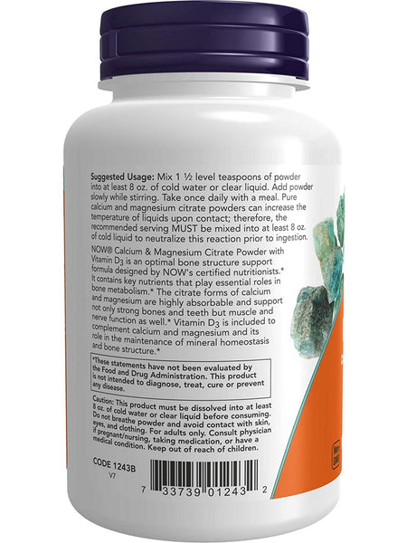 NOW Foods, Calcium & Magnesium Citrate Powder with Vitamin D3, 8 oz