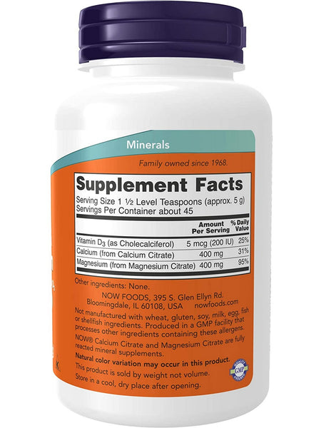 NOW Foods, Calcium & Magnesium Citrate Powder with Vitamin D3, 8 oz