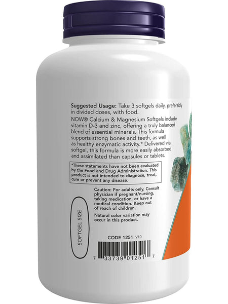 NOW Foods, Calcium & Magnesium Softgels, 120 softgels