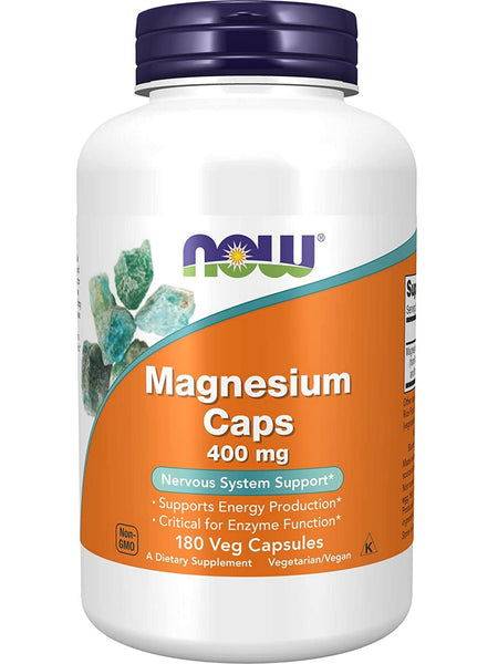 NOW Foods, Magnesium 400 mg, 180 veg capsules