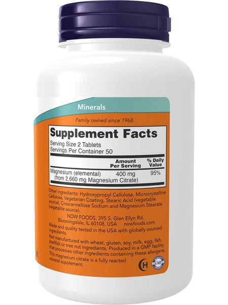 NOW Foods, Magnesium Citrate 200 mg, 100 tablets