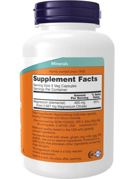 NOW Foods, Magnesium Citrate, 240 Veg Capsules