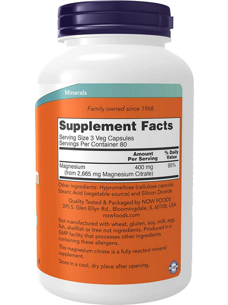 NOW Foods, Magnesium Citrate, 240 veg capsules