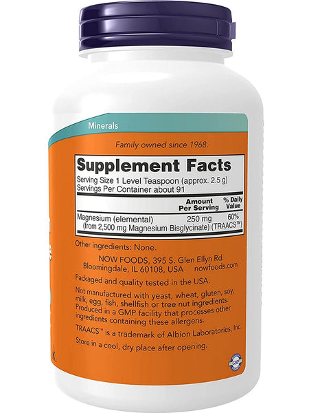 NOW Foods, Magnesium Bisglycinate Powder, 8 oz