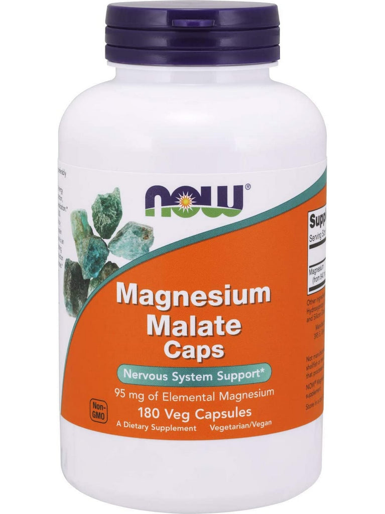 NOW Foods, Magnesium Malate Caps, 180 veg capsules