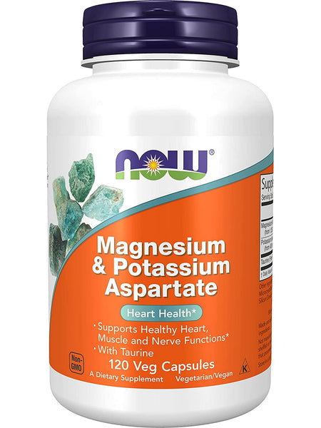 NOW Foods, Magnesium & Potassium Aspartate, 120 veg capsules