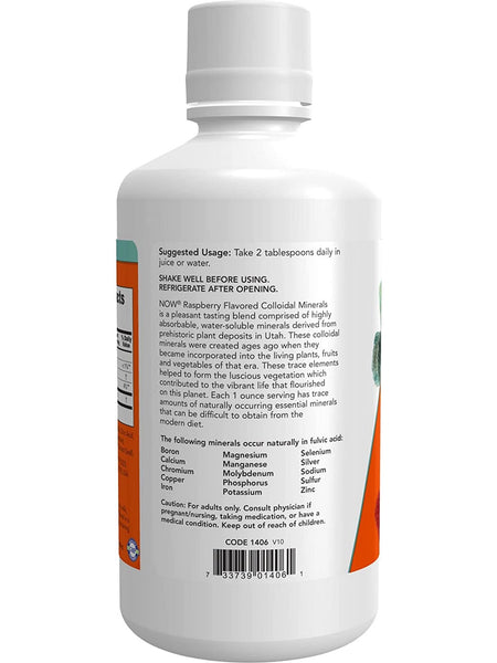 NOW Foods, Colloidal Minerals, Natural Raspberry Flavor Liquid, 32 fl oz