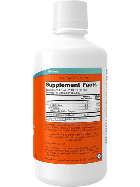 NOW Foods, Colloidal Minerals, Natural Raspberry Flavor Liquid, 32 fl oz