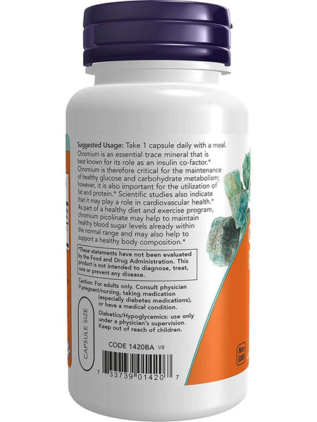 NOW Foods, Chromium Picolinate 200 mcg, 100 veg capsules