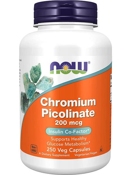 NOW Foods, Chromium Picolinate 200 mcg, 250 veg capsules